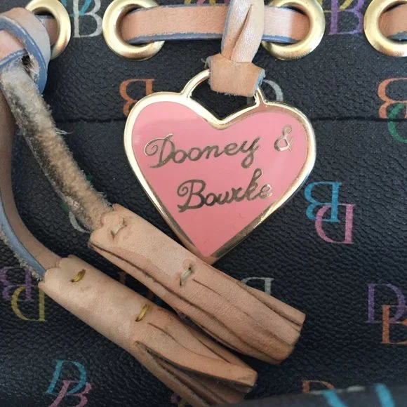Vintage 90s Dooney & Bourke Colorful Signature Logo Tassel Handbag - Picture 8 of 12